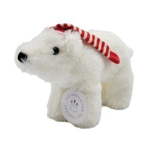 Manhattan Toy Nightcap Polar Bear Plush White 9" Striped Tag Christmas Holiday